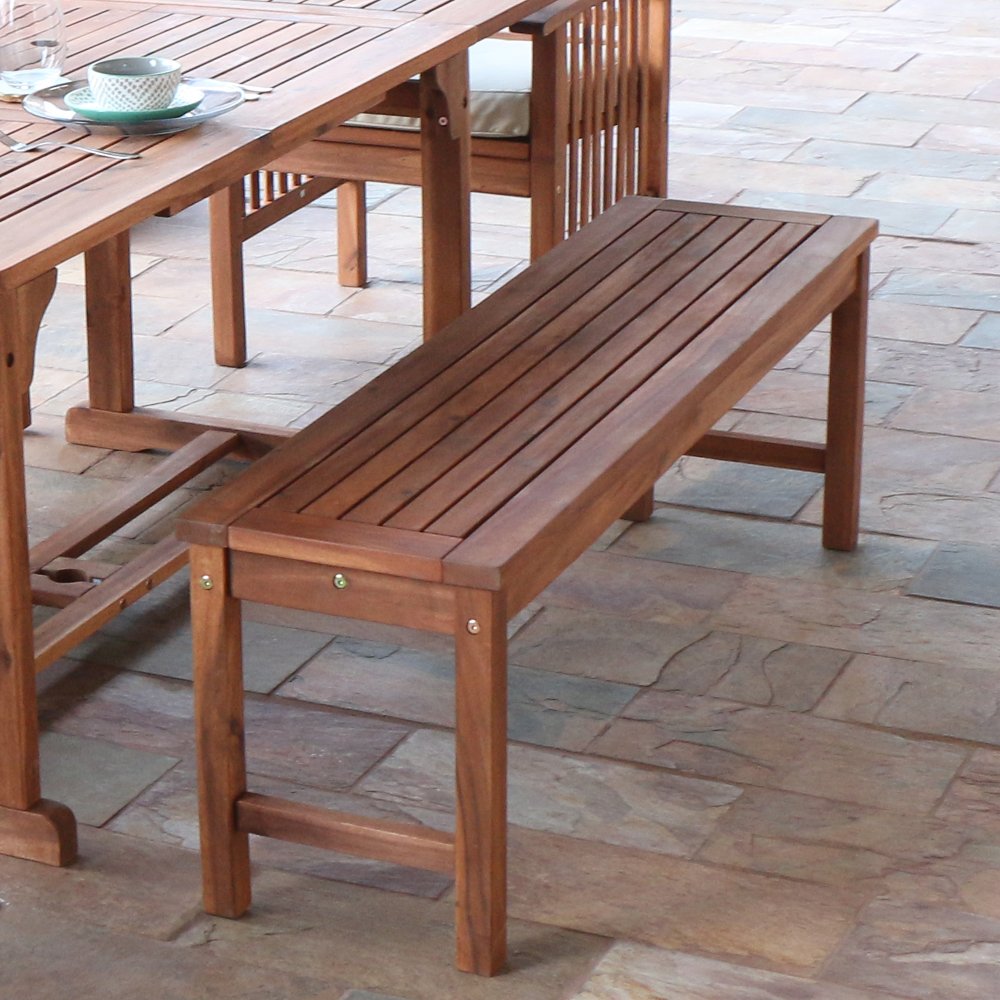 Acacia Wood Brown Outdoor Patio Bench