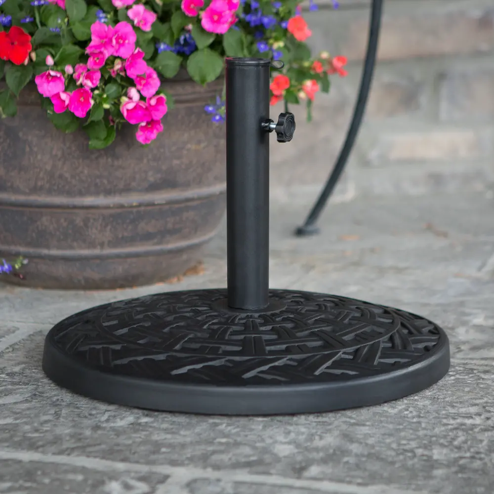 UB30RXWBL Cross Weave Round Outdoor Patio Umbrella Base - Walker Edison-1