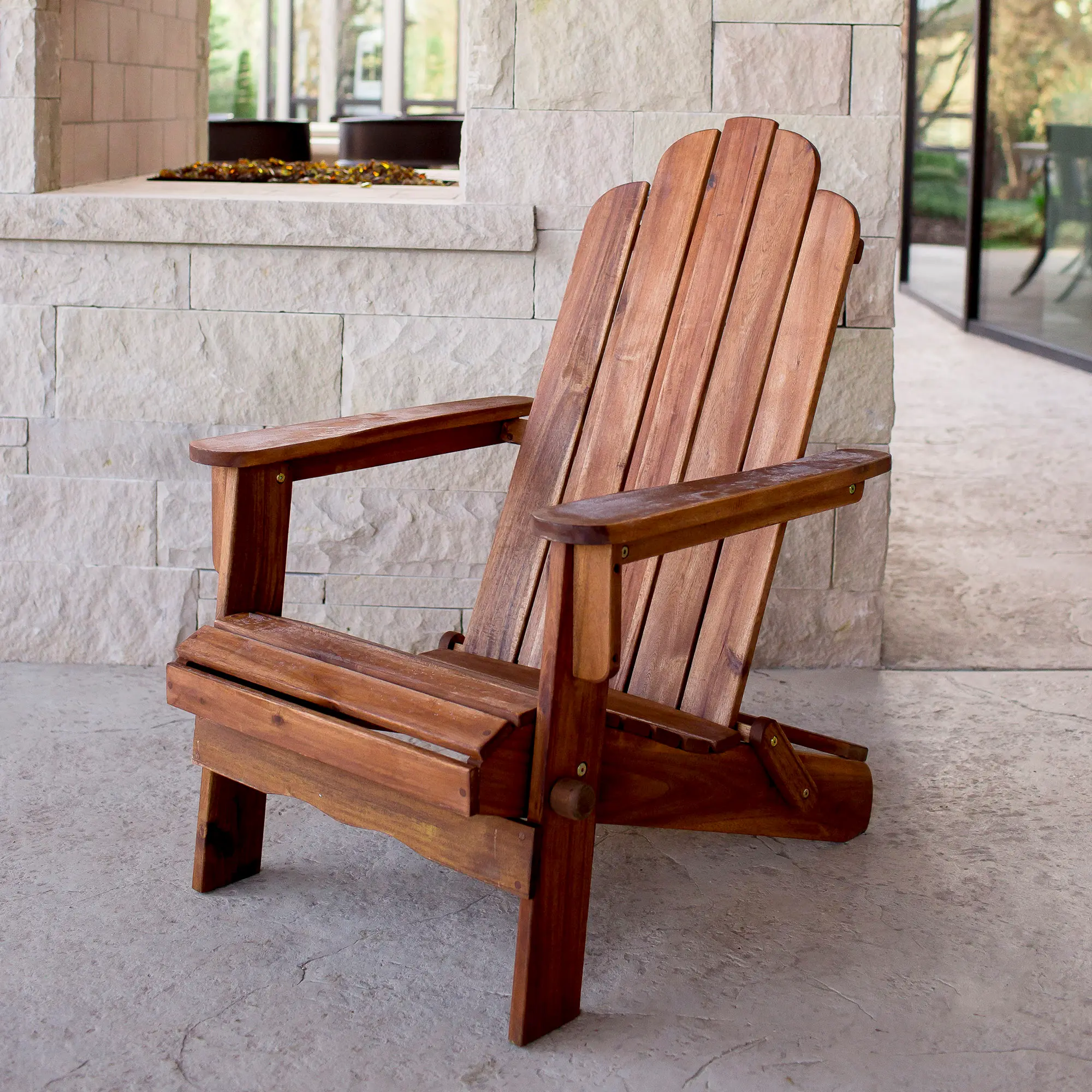 Light Rustic Brown Outdoor Patio Adirondack Chair - Walker Edison