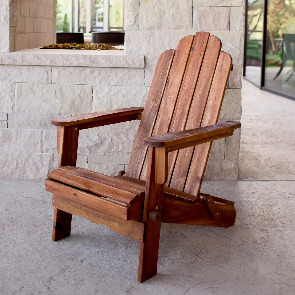 OWACBR Light Rustic Brown Outdoor Patio Adirondack Chair - Walker Edison-1
