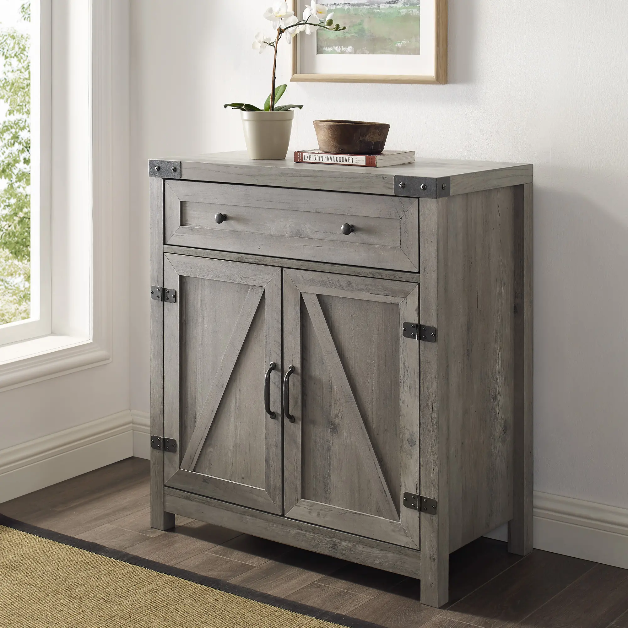 Photos - Dresser / Chests of Drawers Walker Edison Towne Gray Farmhouse Accent Cabinet -  AF30BDGW 