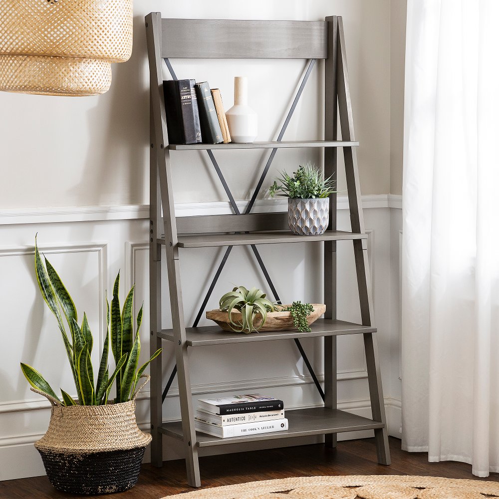 Solid Wood Ladder 68 Bookshelf - Walker Edison