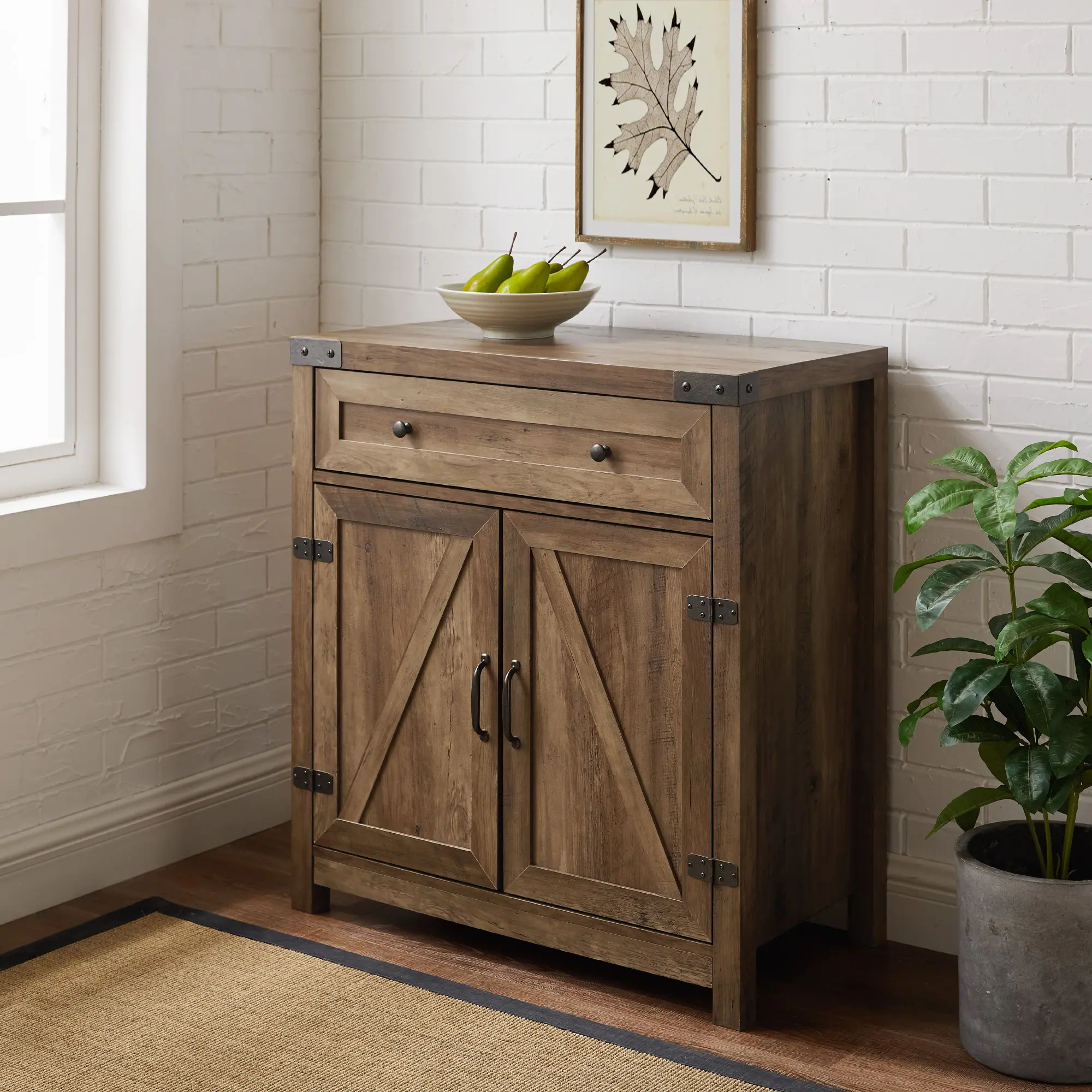 Photos - Dresser / Chests of Drawers Walker Edison Towne Barnwood Farmhouse Accent Cabinet -  AF30 