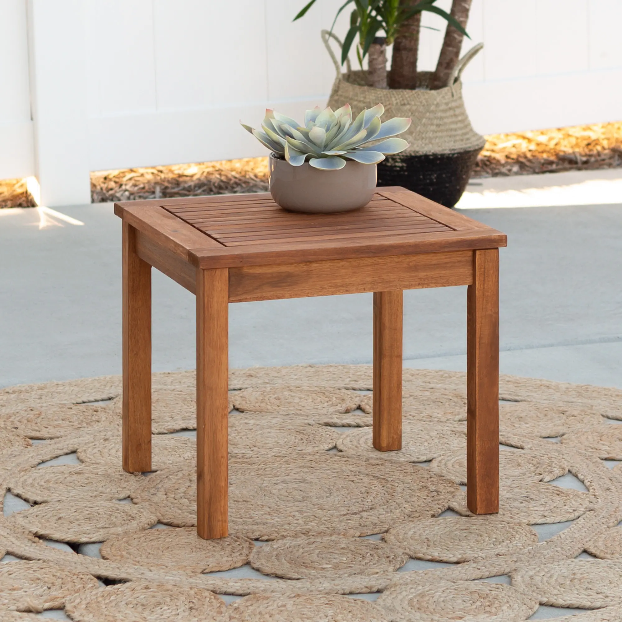 Brown Patio Wood Side Table - Midland