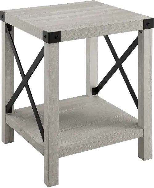 Metal X Stone Gray Modern Farmhouse End Table Walker Edison