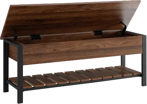 Best Buy: Walker Edison Industrial Modern Entryway Shoe Rack Bench Dark  Walnut BB42ARLODW