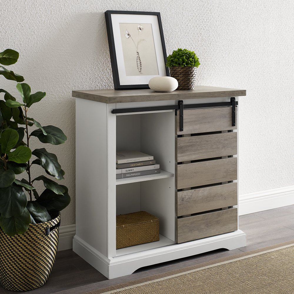 Alba White and Gray 32 Inch Rustic Buffet - Walker Edison