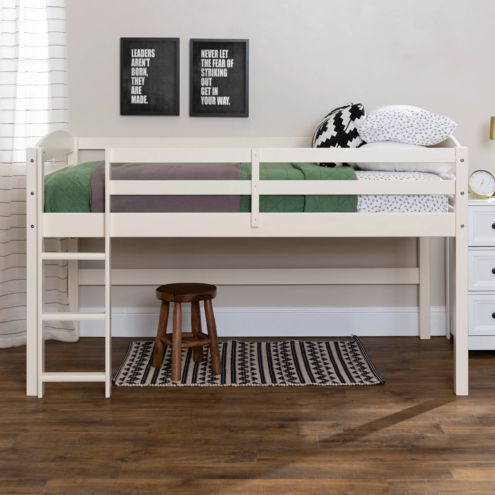 Albert Contemporary Painted White Low Loft Twin Bed - Walker Edison