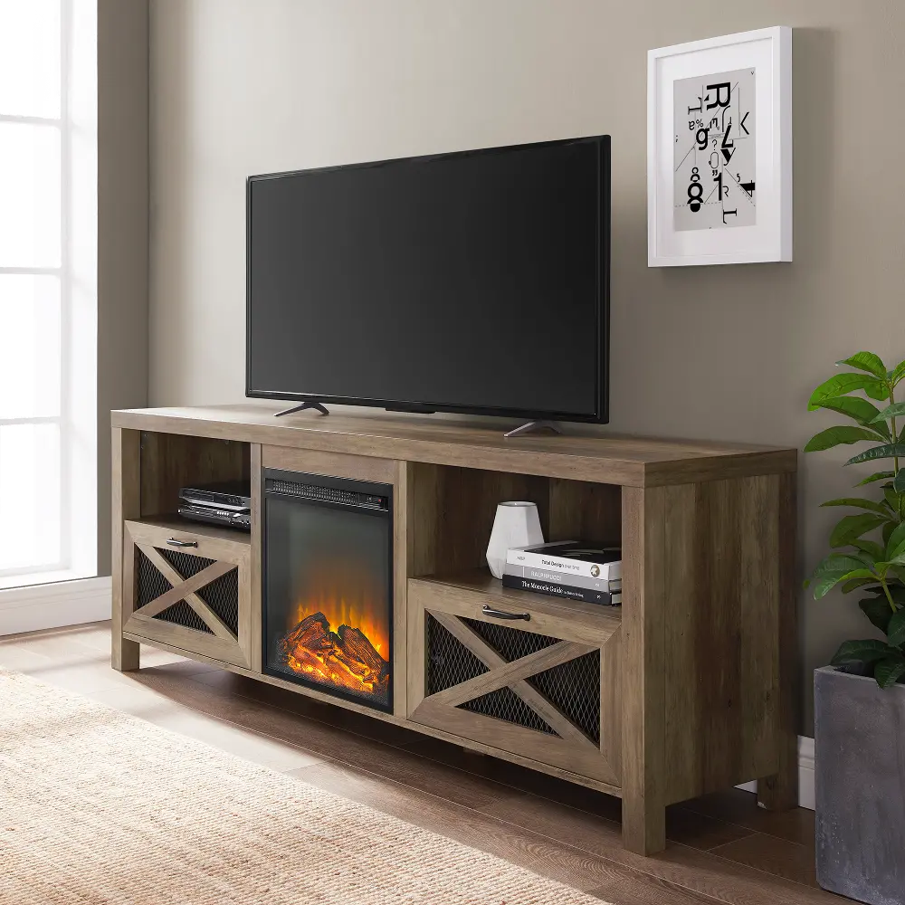 W70FPABRO 70  Brown Fireplace Stand-1