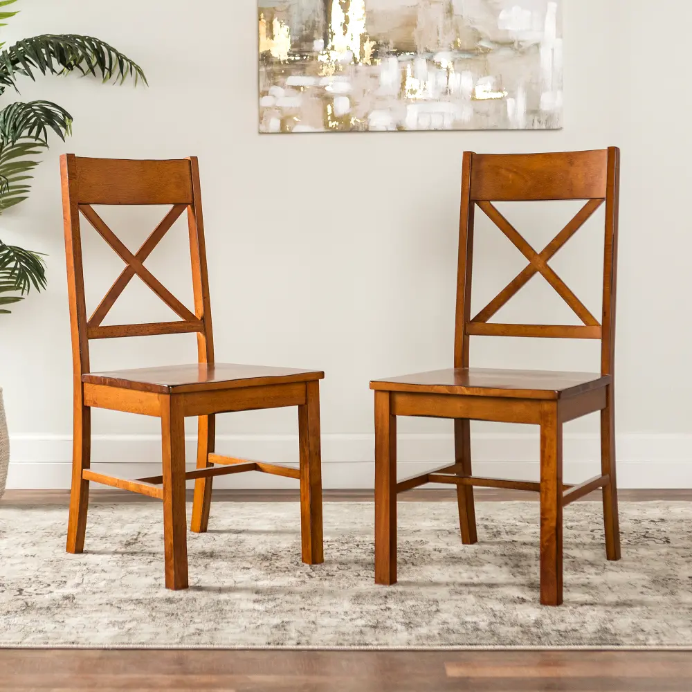 CHW2AB Brown Dining Room Chair (Set of 2) - X Back-1