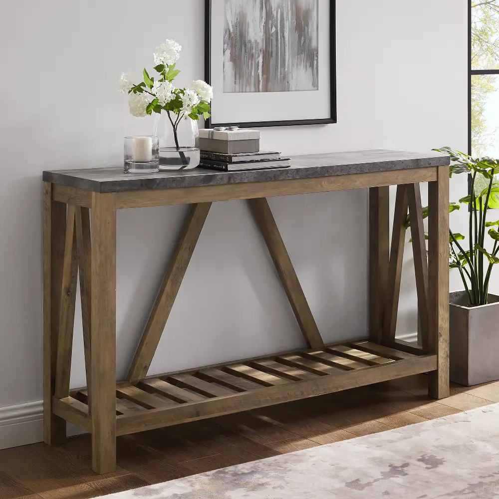 AF52AFTDC Dark Concrete 52 Inch Entryway Table - Modern Farmhouse-2