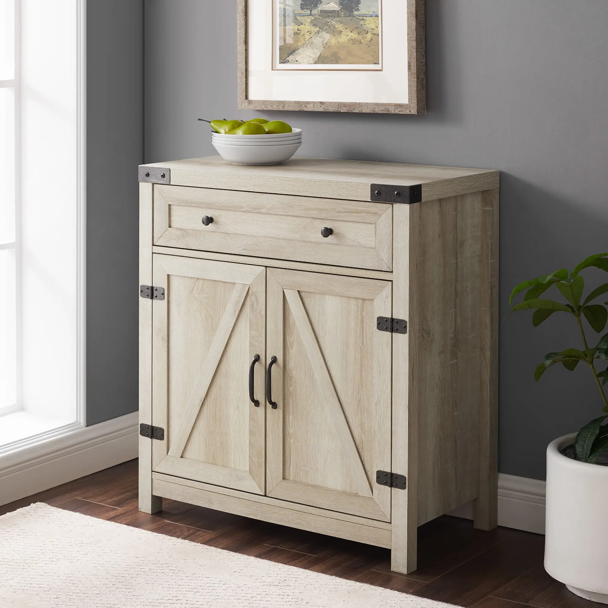 Photos - Dresser / Chests of Drawers Walker Edison Towne White Oak Farmhouse Accent Cabinet -  AF3 