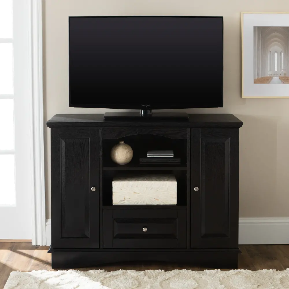 WQ42BC3BL Traditional Wood 42 inch TV Stand - Black-1