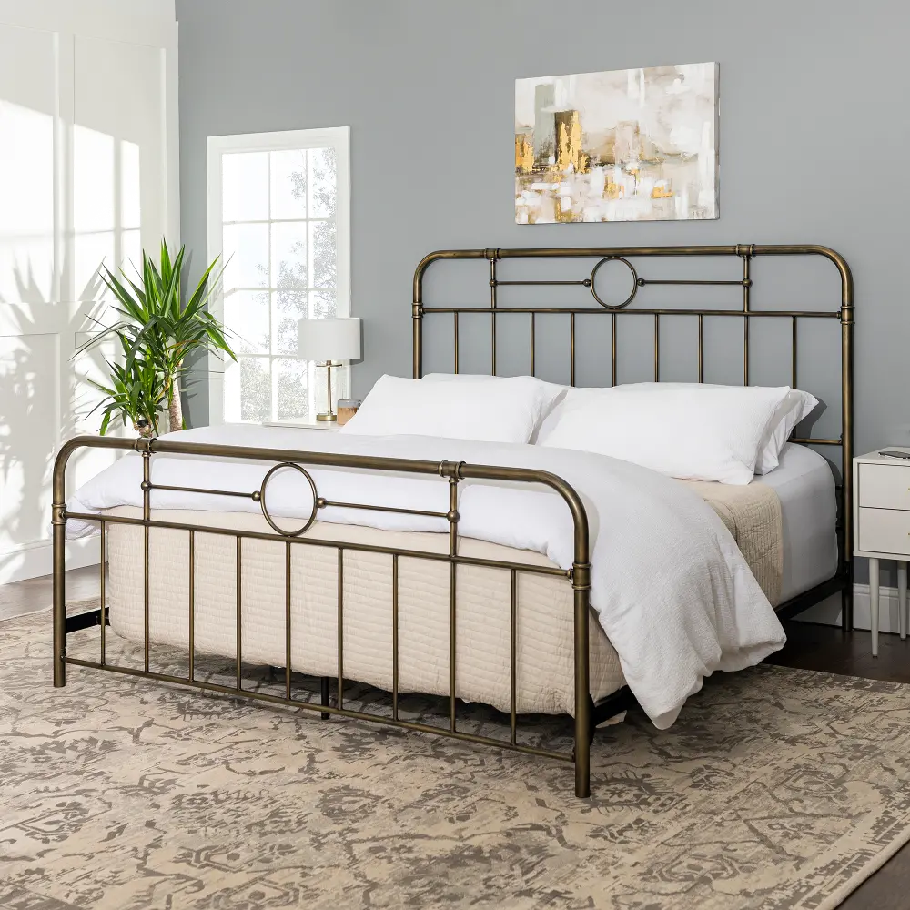 Farmhouse Bronze Metal Pipe King Size Bed - Walker Edison | RC Willey