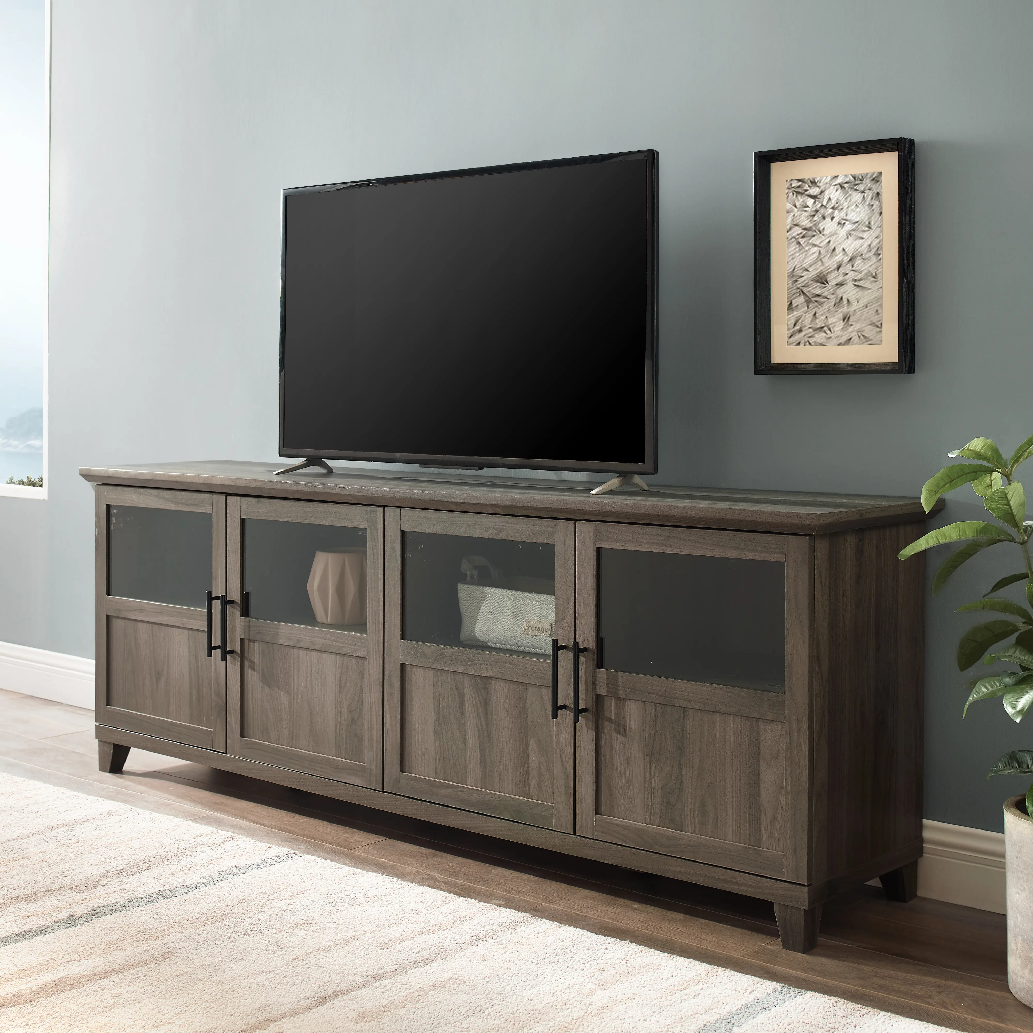 Photos - Other Furniture Walker Edison Davis Slate Gray 70 inch TV Stand W70GD4DSG 