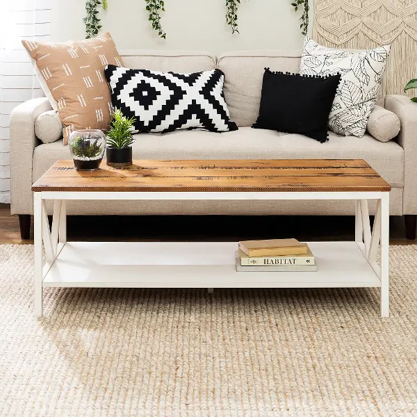 White Wash And Natural Wood Distressed Farmhouse Coffee Table Natalee Rc Willey White Wash And Natural Wood Distressed, Images Of Farmhouse Coffee Tables And End