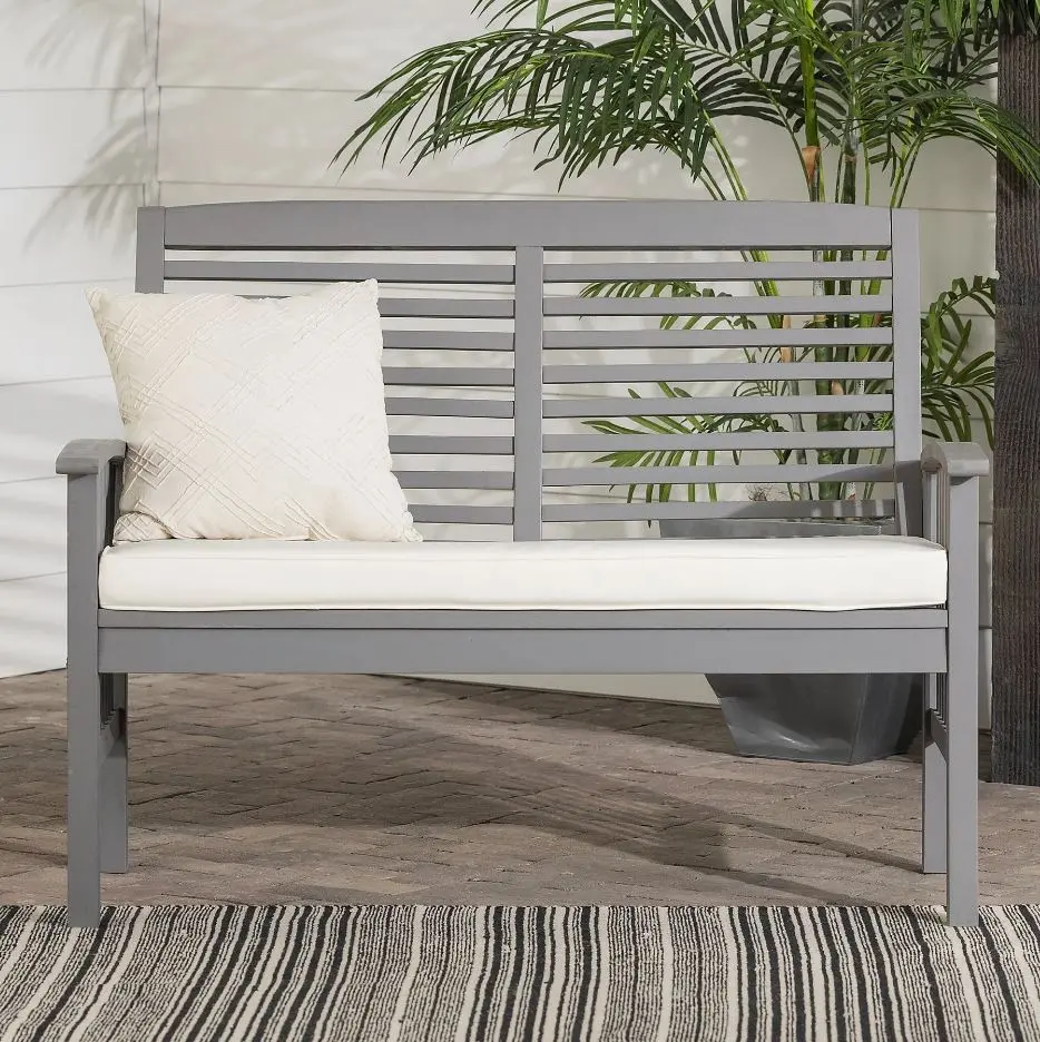 Photos - Garden Furniture Walker Edison Midland Gray Patio Love Seat with Cushion -  OW 
