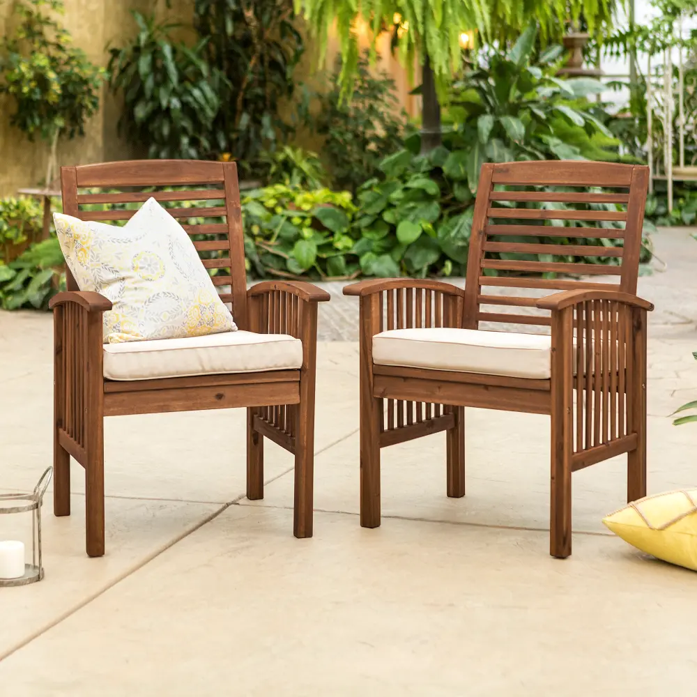 OWC2DB Midland Dark Brown Patio Chairs with Cushions, Set of 2-2