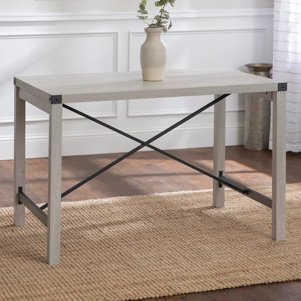 TW48MWST Industrial Light Gray Dining Room Table - Metal X-1