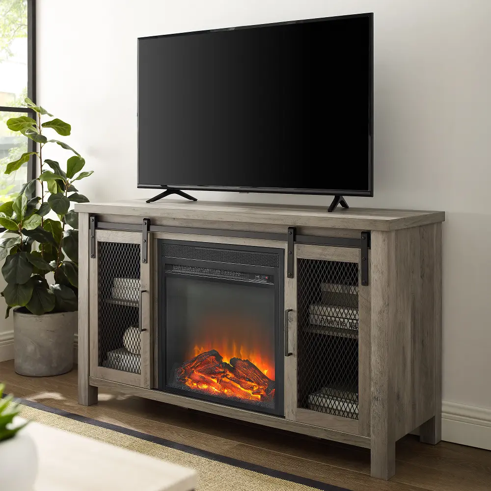 W48FPSMDGW Gray 48   Fireplace TV Stand - Walker Edison-1