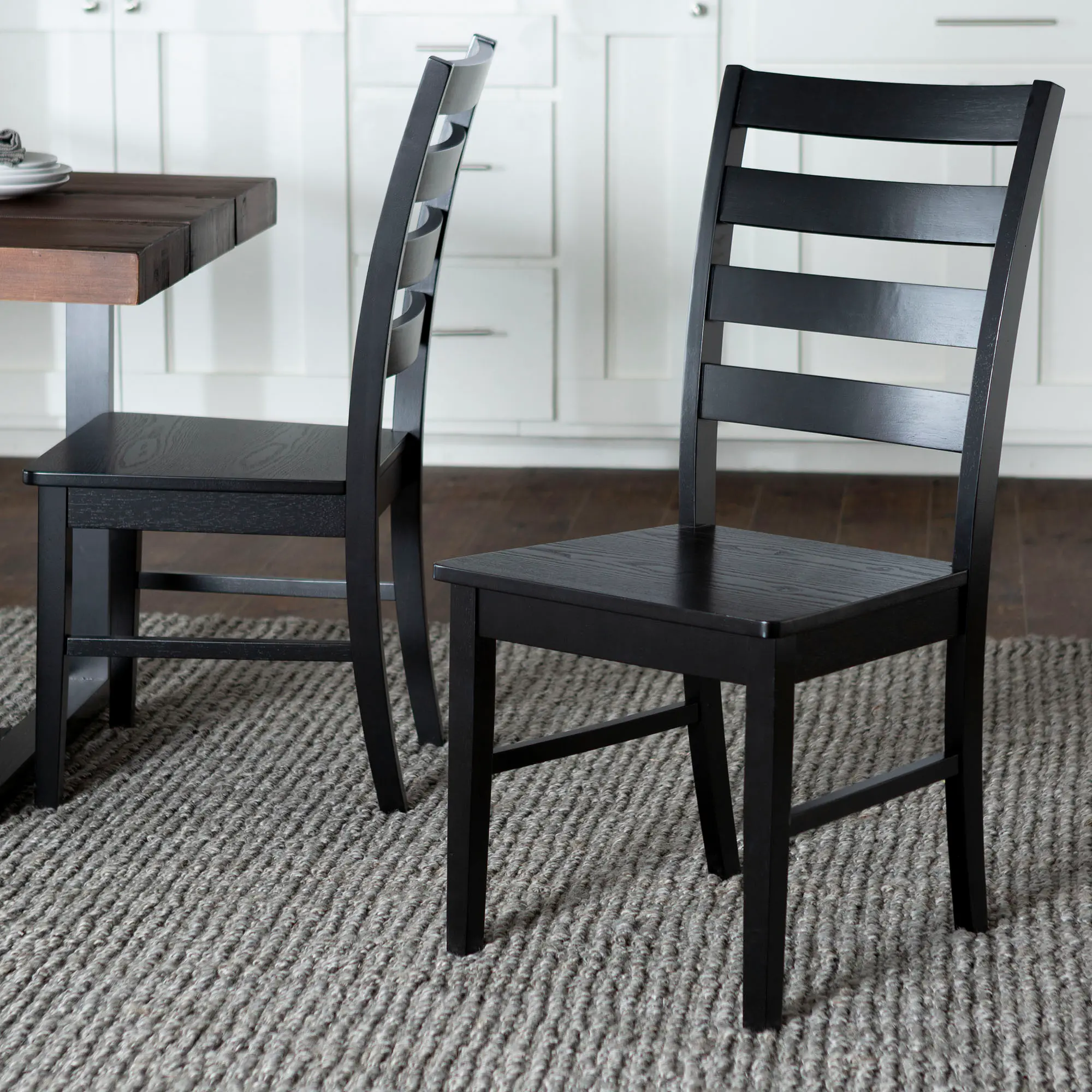Argon Black Ladder Back Dining Room Chairs (Set of 2)