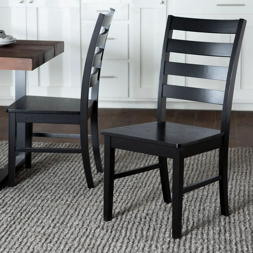 CH2LBBL Argon Black Ladder Back Dining Room Chairs, Set of 2-1