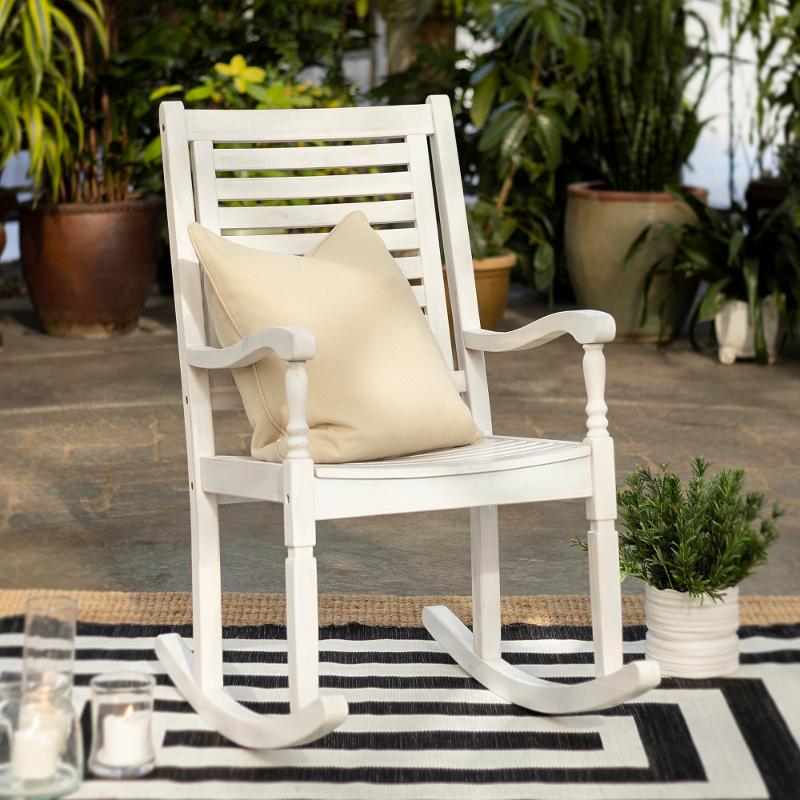 White Wash Patio Wood Rocking Chair, How To Clean White Outdoor Rocking Chairs