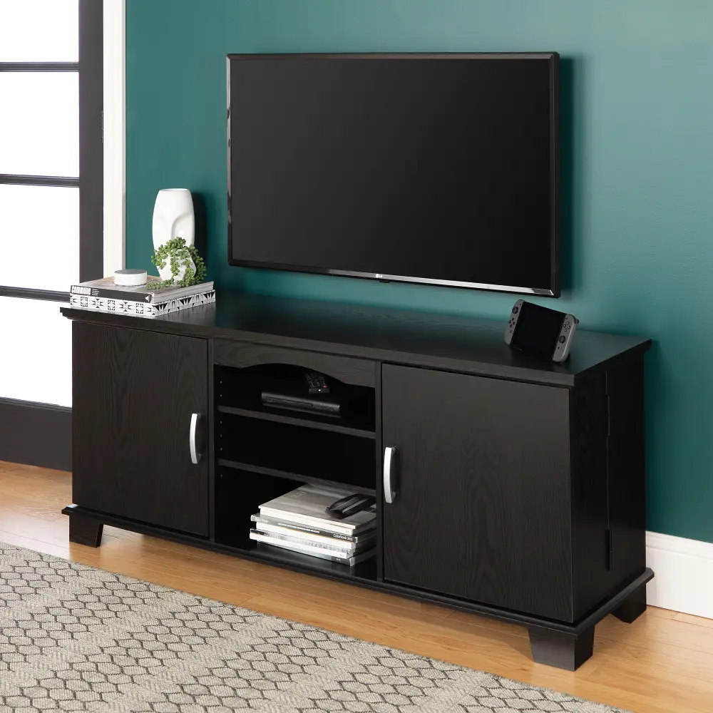 W60C73BL Black 60 Inch Transitional TV Stand-1