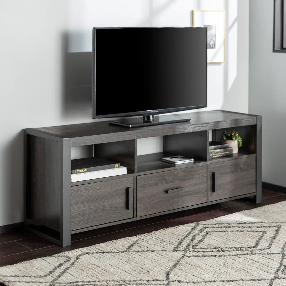 W60CGS1CL Charcoal Industrial 60  TV Stand-1