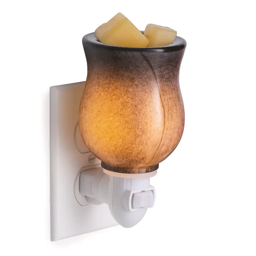 Marbled Swirl Black Glass Pluggable Fragrance Warmer-1