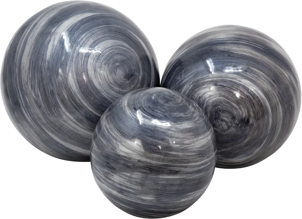 6 Inch Beige, Blue and Gray Metal Orb-1