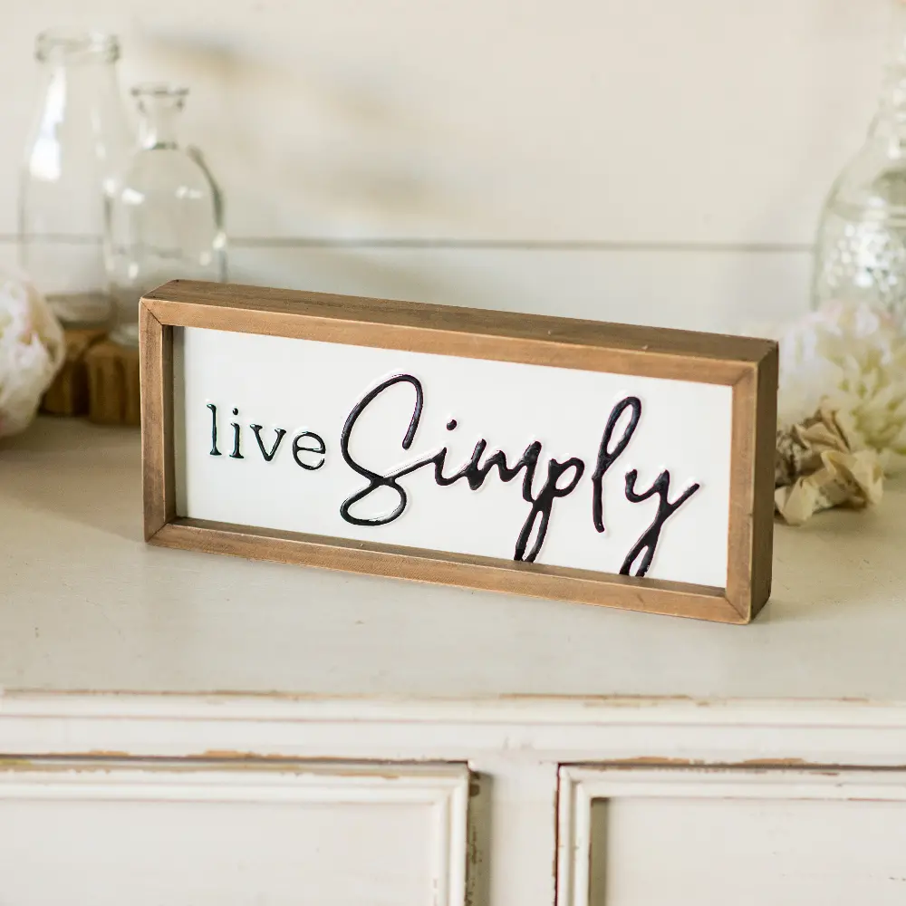 Black and White Live Simply Wood Frame Sign-1