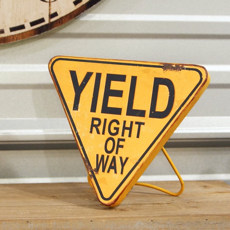 Yellow Standing Yield Metal Tabletop Sign Rc Willey Furniture Store