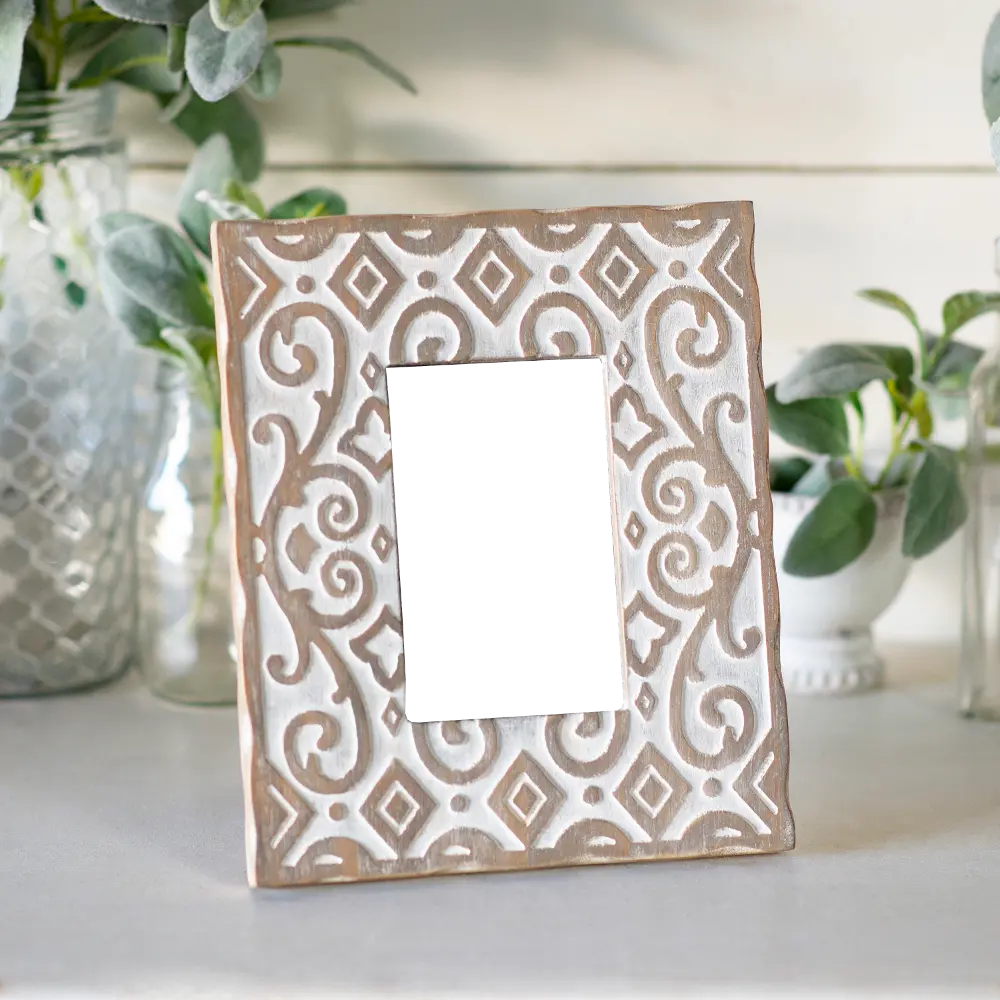 White Wash Wood Design 4x6 Picture Frame-1