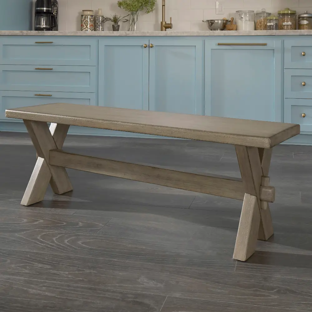 5525-29 Rustic Lodge Gray Dining Room Bench - Mountain Lodge-1