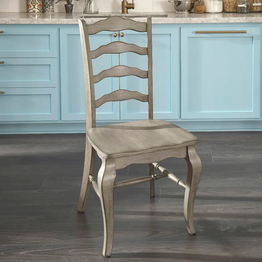 5525-81 Rustic Gray Ladder Back Dining Room Chair (Set of 2) - Mountain Lodge-1