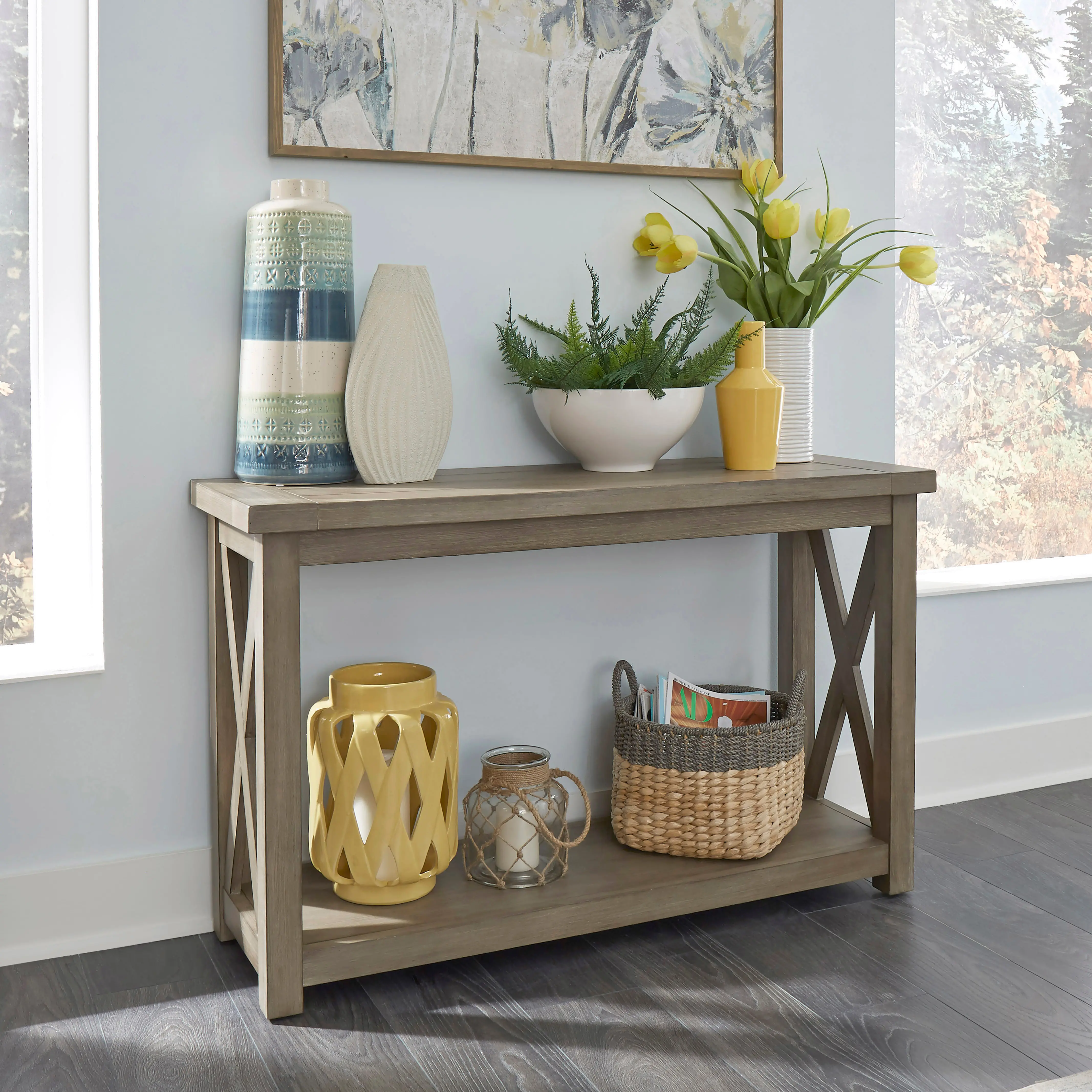 Gray Rustic TV Stand - Mountain Lodge