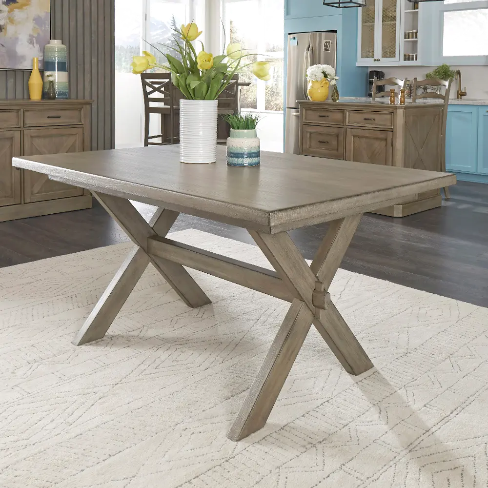 5525-31 Rustic Gray Dining Room Table - Mountain Lodge-1