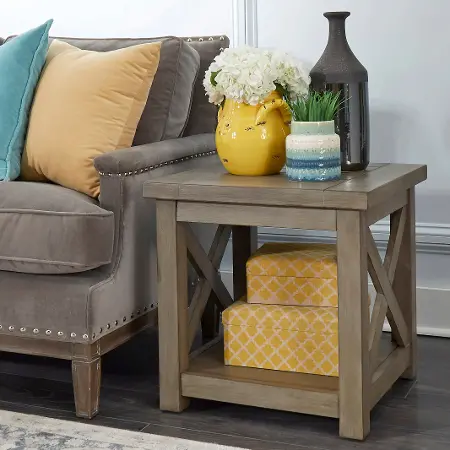 Rustic Gray End Table Mountain Lodge, Rustic Gray End Tables For Living Room