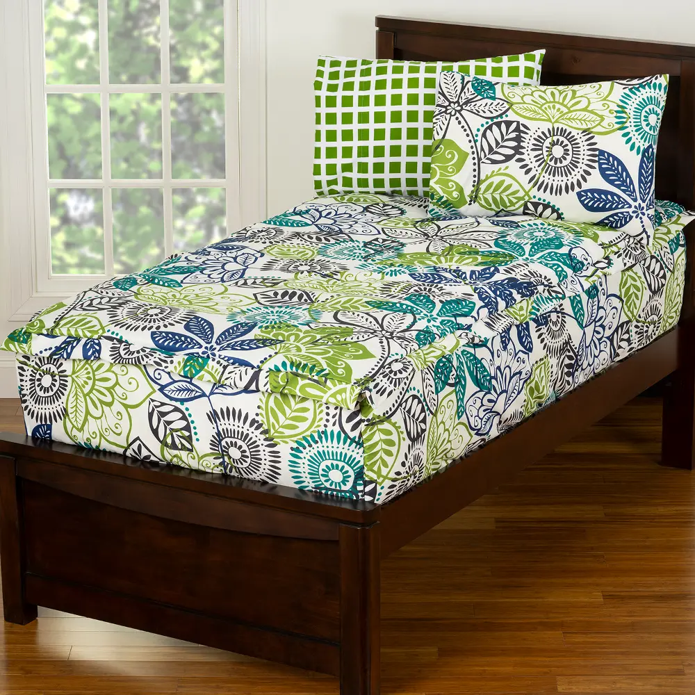 White, Green and Blue Twin Tropical Retreat Bunkie Deluxe Bedding-1