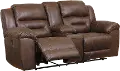 Stoneland Chocolate Brown Casual Reclining Love Seat with Center Console