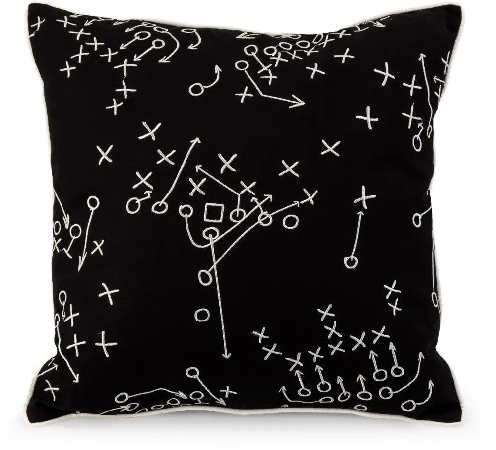 Black and White Tailgate Game Day Throw Pillow-1
