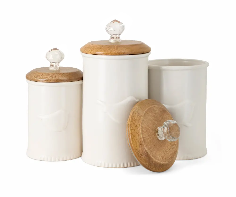 7 Inch White Canister with Lid-1