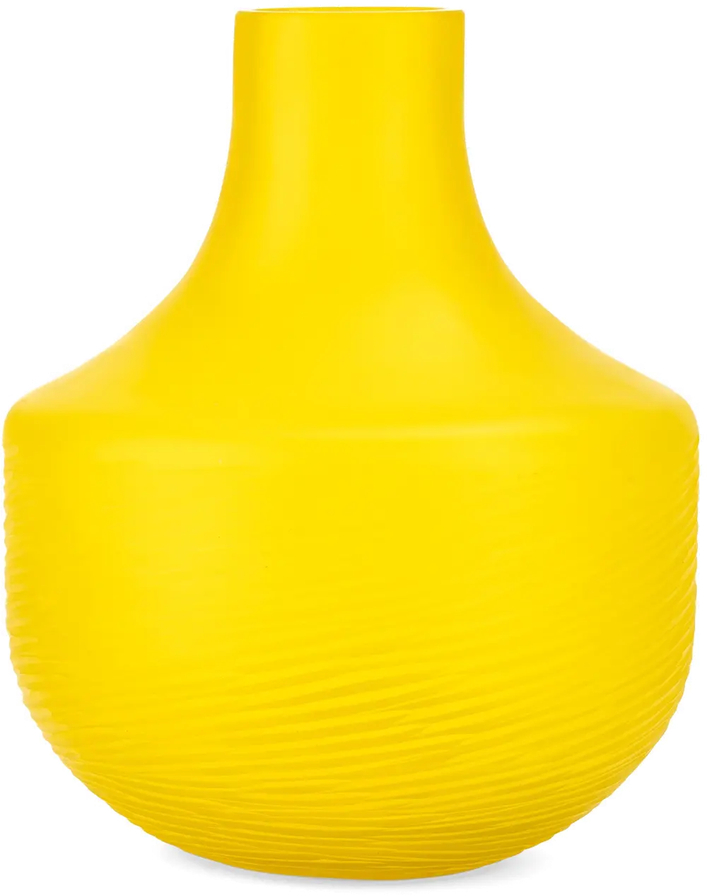 13 Inch Bright Lemon Yellow Wide Art Glass Vase-1
