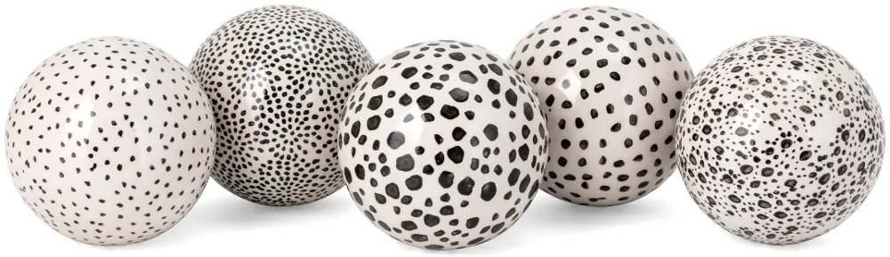 Assorted Black and White Dotted Painted Ceramic Orb-1