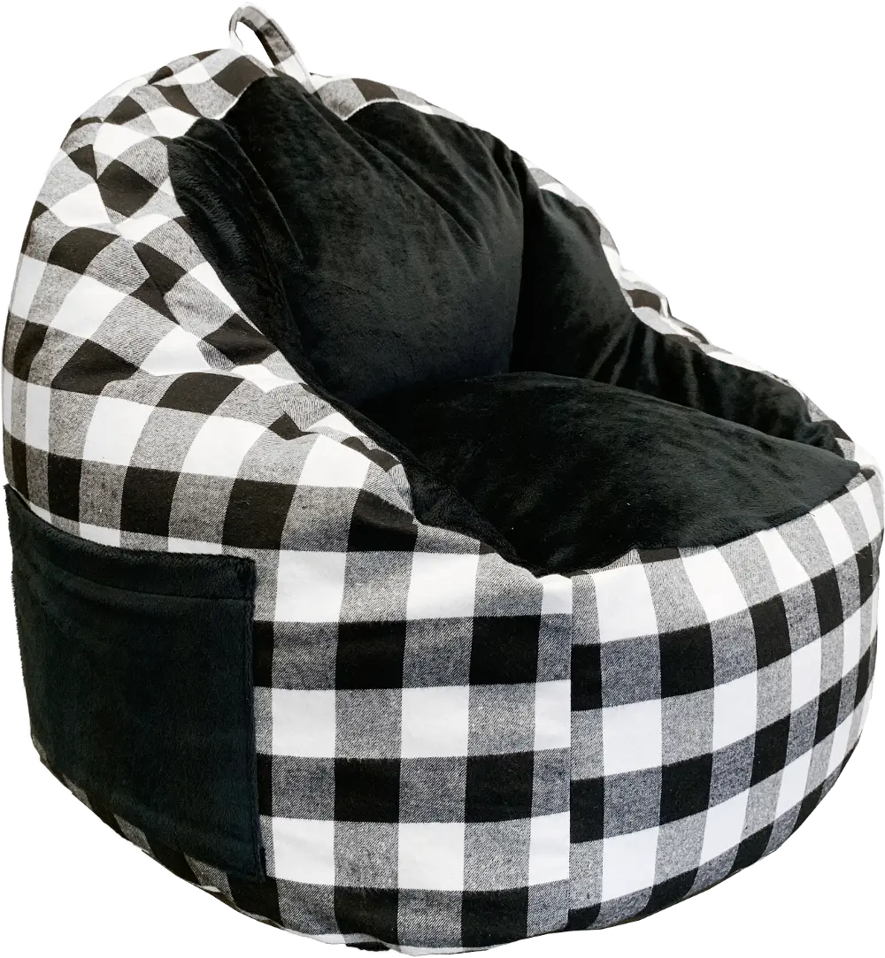 Buffalo Check Black and White Tablet Bean Bag Chair-1