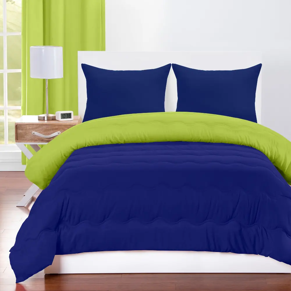 Spring Green and Blueberry Full 5 Piece Bedding Collection-1