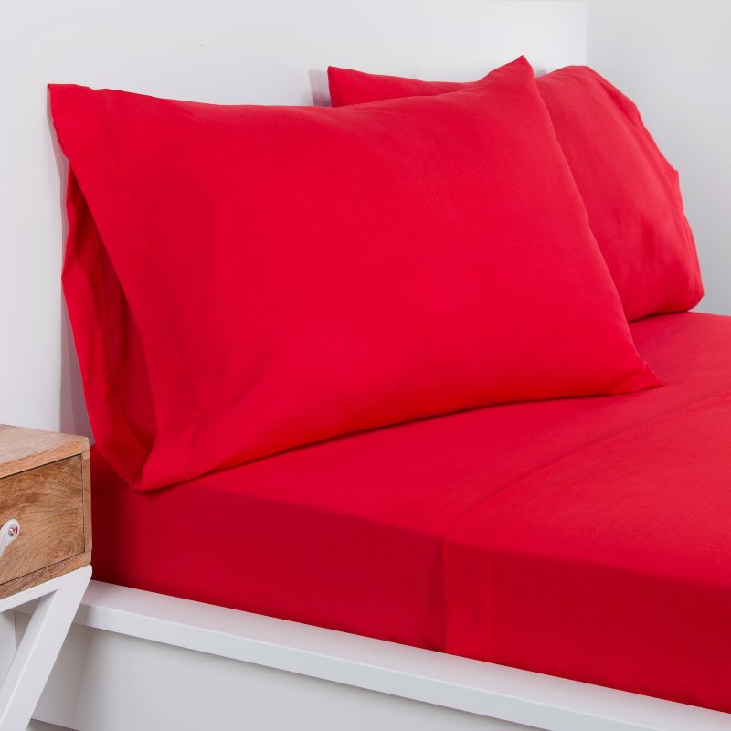 Scarlet Red 3 Piece Twin Sheet Set, Red Twin Bed Sheet Set