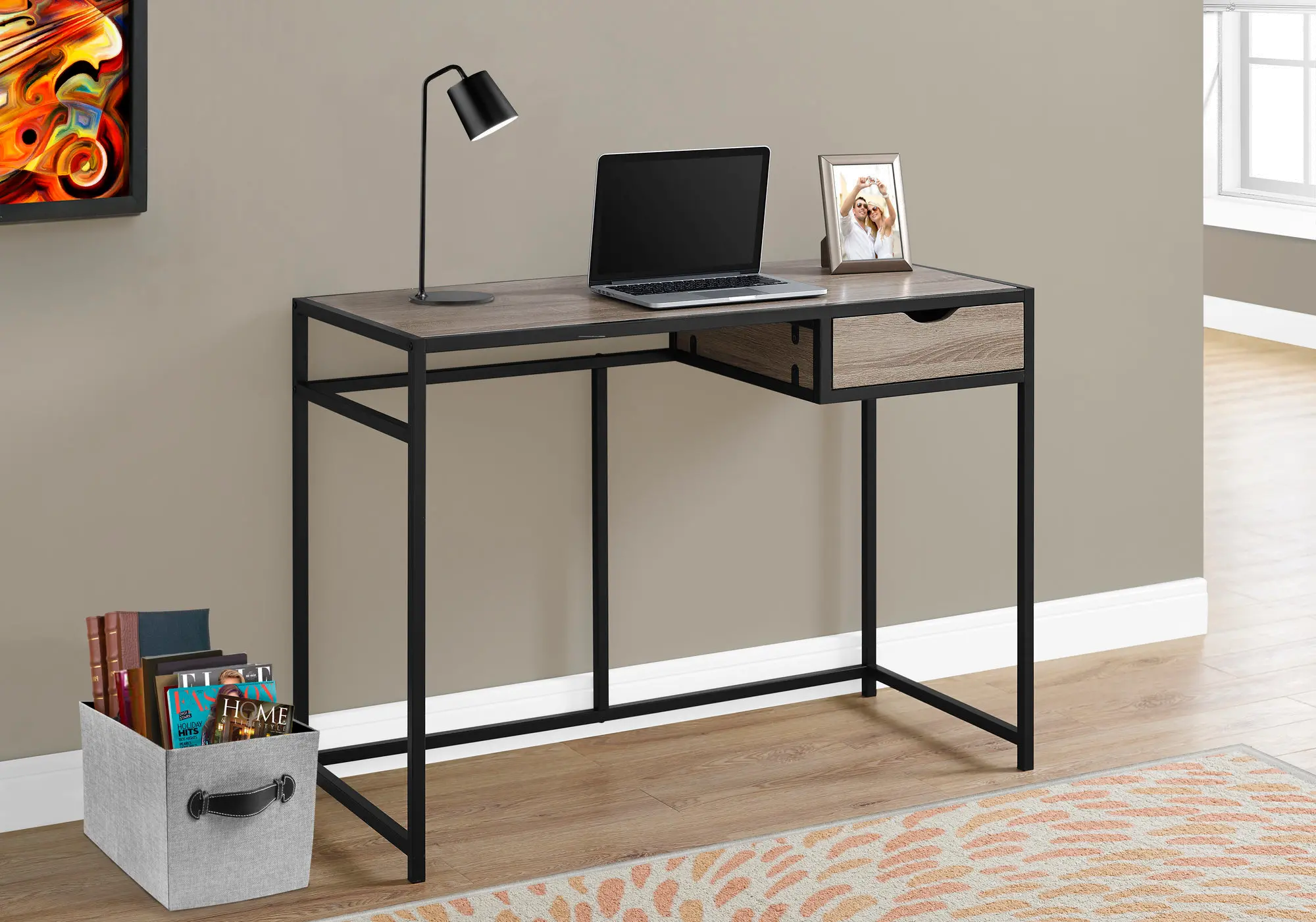 Photos - Office Desk Monarch Specialties Industrial Reclaimed Wood Metal Computer Desk I 7221 