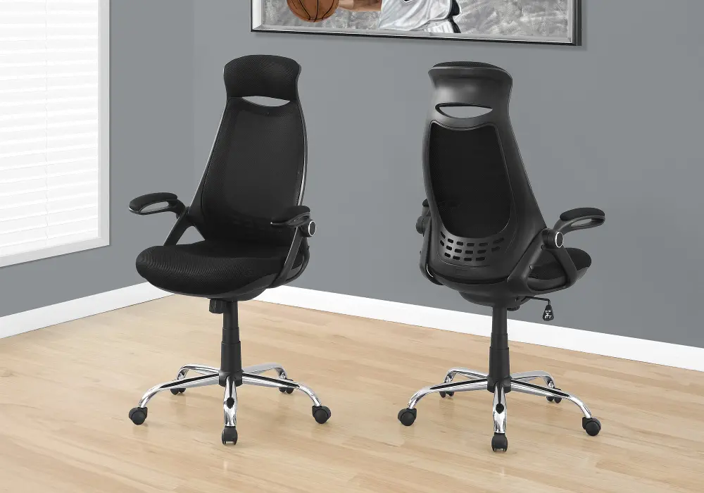 Black Mesh and Chrome Office Chair-1